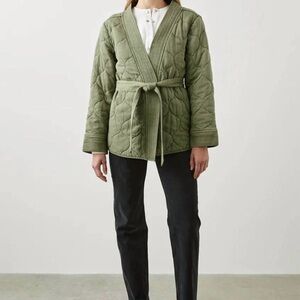 Rails Olive Quilted Jacket with Belt